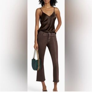 Frame Denim Espresso Chocolate Le Crop Mini Boot Coated Kick Flare Cropped Jeans